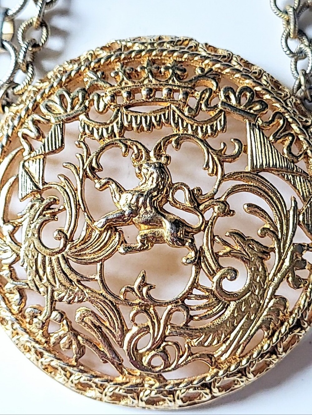 Napier Phoenix & Lion Medallion Runway Necklace 1970s - Picture 2 of 9
